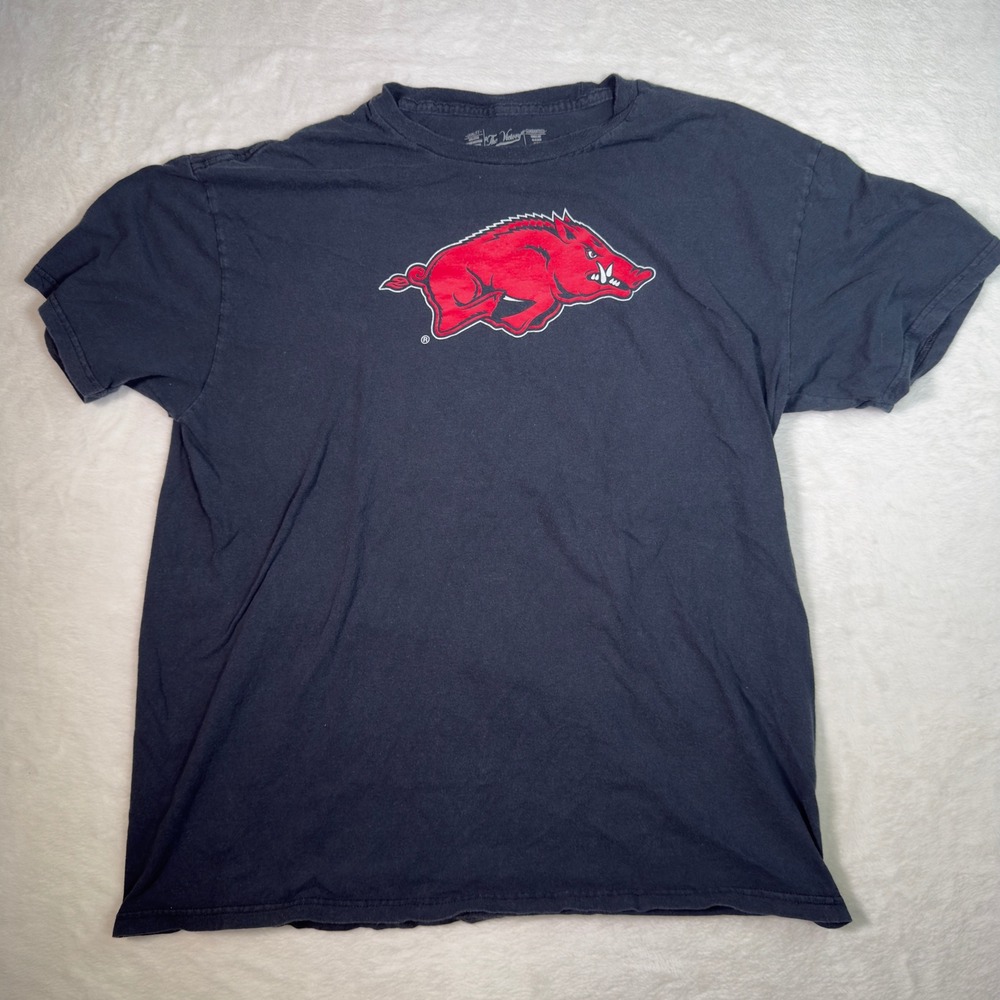 Black Arkansas Razorbacks Big Logo‎ T Shirt Men's X-Large The Victory Cotton